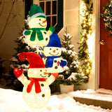 Tangkula 5 FT Christmas Lighted 3 Stacked Snowman Decoration