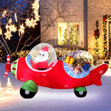 Tangkula 7.2 Feet Christmas Inflatables Airplane with Gift Boxes and Built-in LED Lights