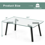 Tangkula Tempered Glass Coffee Table, Modern Cocktail Table, Clear Tea Table for Living Room Reception Office
