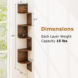 Tangkula 5-Tier Farmhouse Floating Corner Shelf Wall Mount