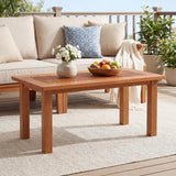 Tangkula 35.5 Inch Modern Rectangular Outdoor Coffee Table with Slatted Top