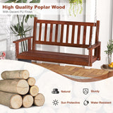 Tangkula 2/3 Person Wooden Porch Swing, Hanging Patio Swing with 2 Adjustable Galvanized Metal Chains