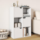 Tangkula 6-Cube Bookcase, Toys Storage Bookshelf w/3 Doors & 3 Open Cubes (White, 6-Cube)