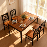 Tangkula 5-Piece Mid-Century Modern Dining Table Set for 4
