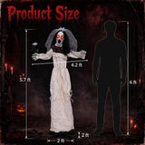 Tangkula 5.7 FT Halloween Standing Animatronics Ghost Bride with Flower