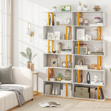 Tangkula 6-Tier Geometric Bookcase, 74.5-Inch S-Shaped Bookshelf with Metal Frame