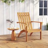Tangkula Acacia Wood Patio Adirondack Chair with Inclined Seat and High Backrest for Porch