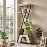 Tangkula 73 Inch Tall Cat Tree Modern Wood Cat Tower