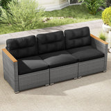 Tangkula 3 Seat Patio Couch Sofa with Thick Cushion for Porch