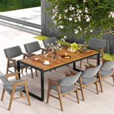 Tangkula Outdoor Dining Table for 8, 79 Inches Acacia Wood Patio Table with 1.9 Inches Umbrella Hole