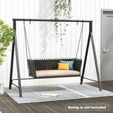 Tangkula Metal Swing Frame, Porch Swing Stand with Extra Side Bars, 5 Hanging Rings