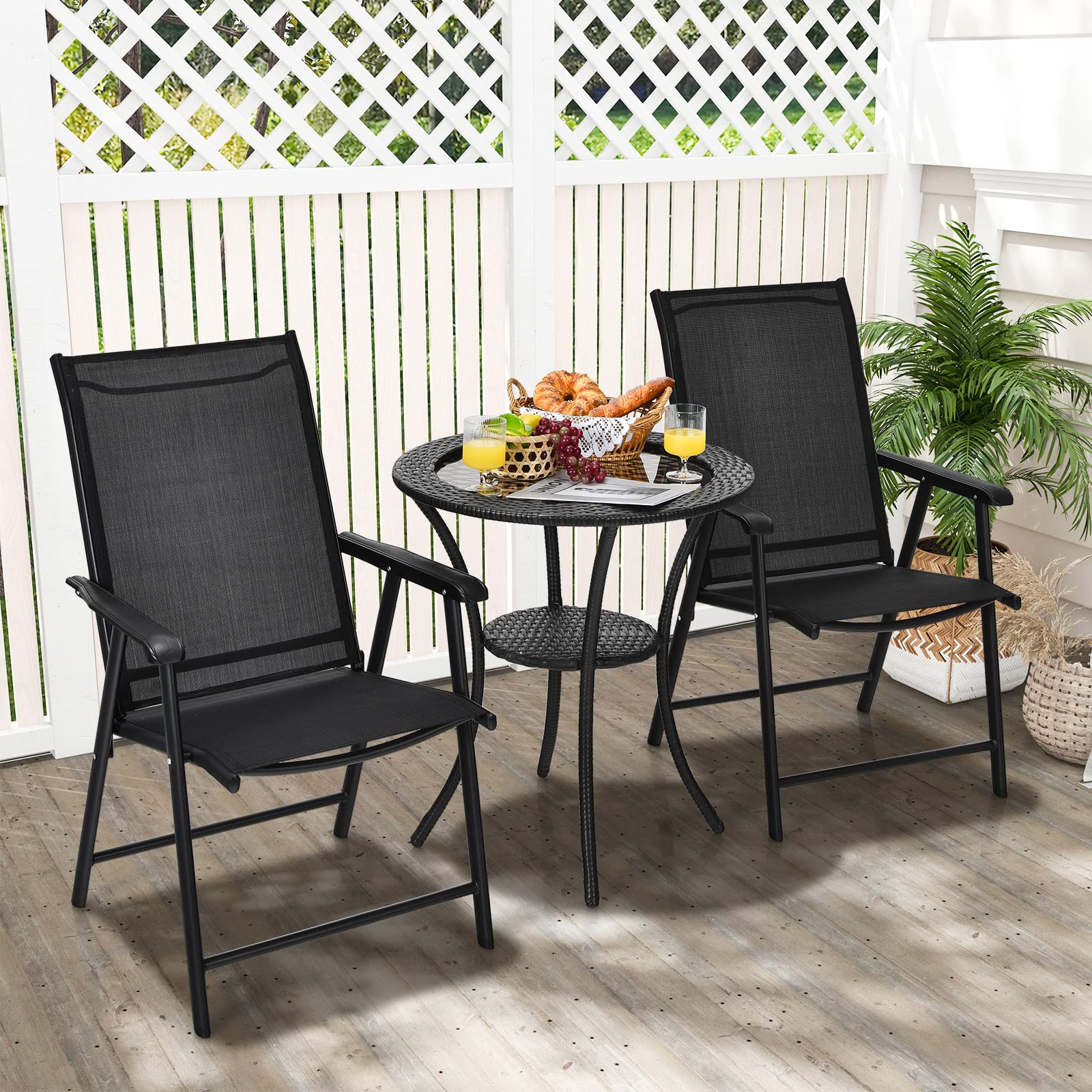 Set of 2 Patio Folding Chairs - Tangkula