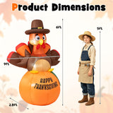 Tangkula 6 FT Happy Thanksgiving Inflatable Turkey Yard Decoration