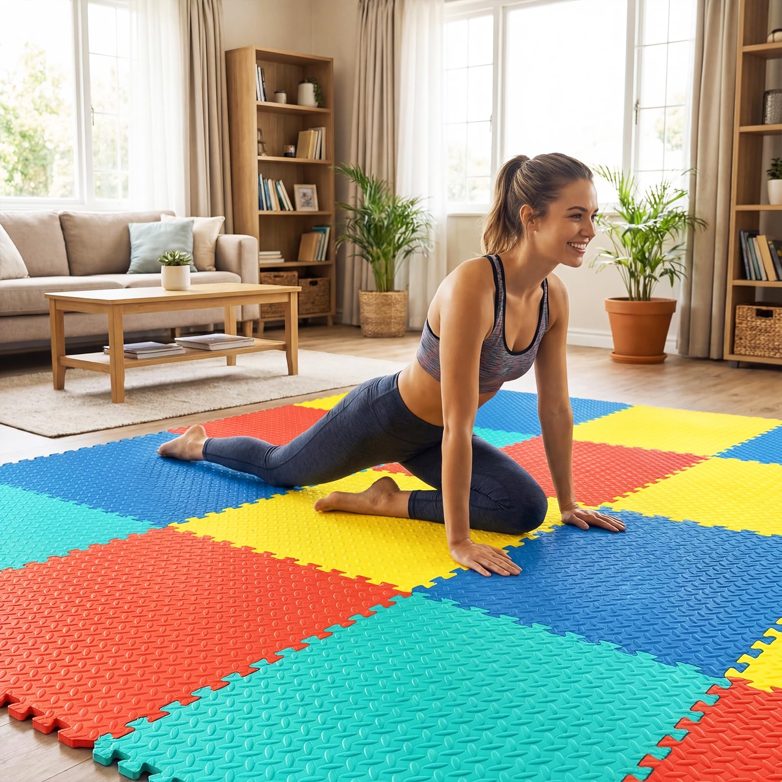 Tangkula Puzzle Exercise Mats | 0.5" Thick EVA Interlocking Foam Floor Tiles for Protective