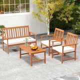 Tangkula 4/8-Piece Acacia Wood Patio Conversation Set