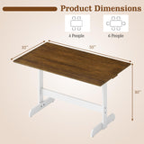 Tangkula 55 Inch Dining Table for 4-6 People Rectangular Kitchen Table with Solid Wood Trestle Base
