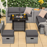 Tangkula 9 Pieces Outdoor Patio Furniture Set with 32-Inch Propane Fire Pit Table