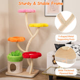 Tangkula 65 Inch Tall Cat Tower with Flower-Shaped Platforms