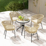 Tangkula Patio Chairs Set of 4, Upholstered Accent Chairs w/Curved Backrest