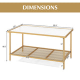 Tangkula Glass Coffee Table, 2-Tier Rectangular Tempered Glass Center Table
