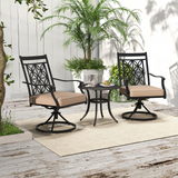 Tangkula Patio Swivel Dining Chairs Set of 2, Heavy Duty Metal Outdoor Dining Chairs with Thick Cushions
