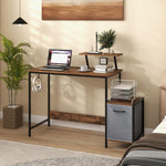 Computer Desk with Reversible Fabric Drawer & Moveable Shelf