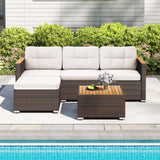 Tangkula 5 Piece Outdoor Patio Furniture Set L Shaped Rattan Cushioned Chairs & Coffee Table Set