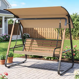 Tangkula 3 Person Porch Swing with Canopy Removable Cushion