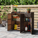 Tangkula Rattan Outdoor Storage Cabinet