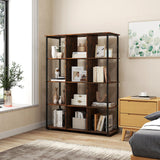Tangkula Industrial Freestanding Bookshelf with Metal Frame with 2 Anti toppling Devices