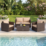 Tangkula 4/8 Pieces Patio Rattan Conversation Set for Garden Yard Balcony