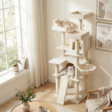 Tangkula 65 Inch Multi-Level Cat Tower with Sisal Scratching Posts & Board