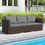 Tangkula 3 Pieces Patio Sectional Sofa Set with Soft Cushions