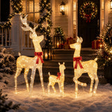 Tangkula 3-Piece Christmas Lighted Reindeer Family Set, 3D Pre-lit Deers