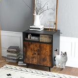 Tangkula Cat Litter Box Enclosure, 2-in-1 Cat Washroom Cabinet with Open Compartment