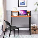 Tangkula 2 Tier Computer Desk, Home Office Desk with Sturdy Frame