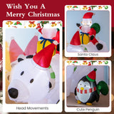 Tangkula 7.5 FT Christmas Inflatable Polar Bear, Blow up Santa Claus Riding Bear with Penguin, Gift Bags & Gift Box