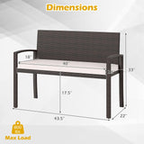 Tangkula Outdoor Rattan Bench 2-Person Patio Loveseat