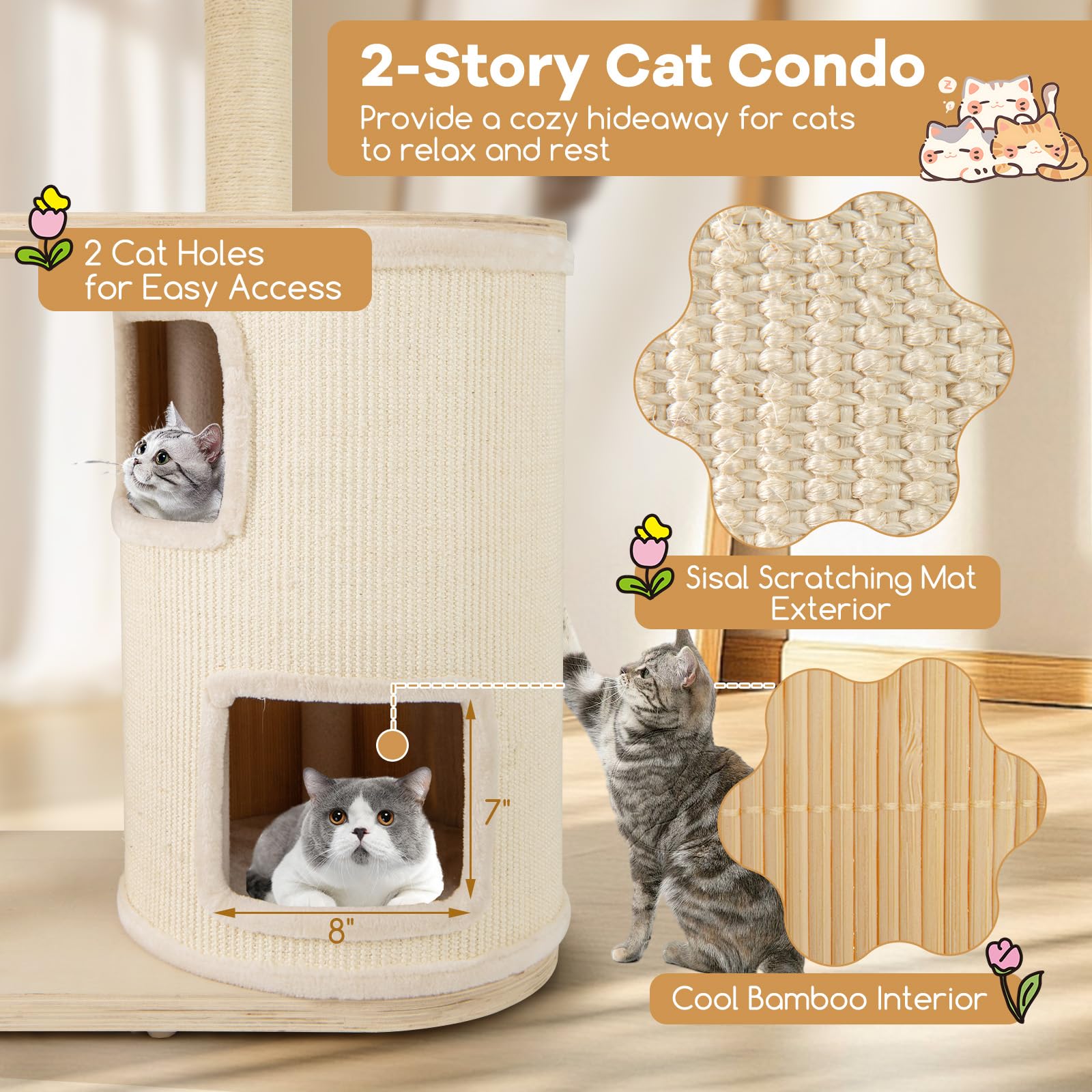 thumbnail interactive-video image 1 of Tangkula Tall Cat Tree, 69 Inch Multi-Level Cat Tower With 1 of 13