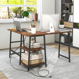 L Shaped Desk, Space Saving Corner Desk w/ 2 Tier Storage Shelves