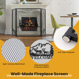 Tangkula 52 x 31 Inch Fireplace Screen, 3-Panel Folding Spark Guard w/Natural Scenery & Moose Pattern