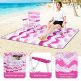 Tangkula 4 Pieces Beach Chair Set- 2 Backpack Beach Chairs with Umbrella & Blanket