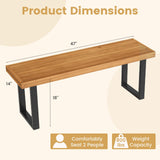 Tangkula 48" Long Patio Dining Bench w/Metal Legs