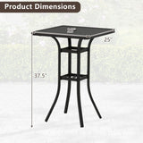Tangkula 25" Outdoor Square Bar Table with 1.57" Umbrella Hole