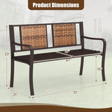 Tangkula Patio Garden Bench with Wicker Backrest