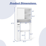 Tangkula Over The Toilet Cabinet Freestanding Bathroom Space Saver with Sliding Door