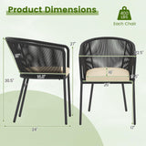 Tangkula Patio Chairs Set of 4 Upholstered Accent Chairs w/Curved Backrest