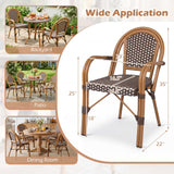 Tangkula Outdoor French Bistro Chairs | Hand-Woven PE Wicker Patio Chairs (2/4)
