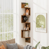 Tangkula 5-Tier Farmhouse Floating Corner Shelf Wall Mount