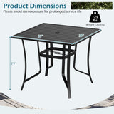 Tangkula 42.5" Round Metal Patio Dining Table for 4 with Umbrella Hole